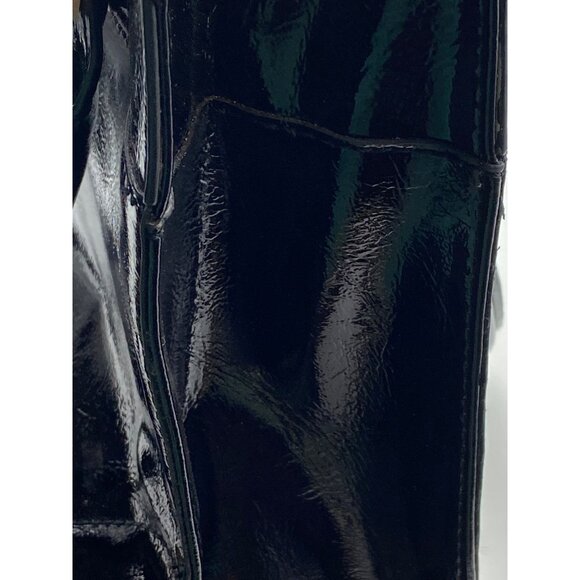 Black Patent Leather Liz Claiborne Handbag With Gold-Tone Hardware & Double Hand - Picture 14 of 16